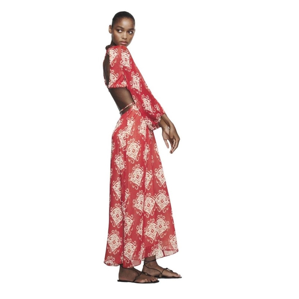 Red Paisley Maxi Dress - ZARA